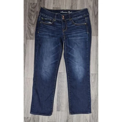 American Eagle Womens Size 6 Regular Stretch Artist Embroidered Cropped Jeans - Image 1 of 4