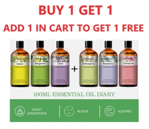 ESSENTIAL OILS 100ml Pure & Natural Aromatherapy Oil For Diffuser For Burner UK - Picture 1 of 8