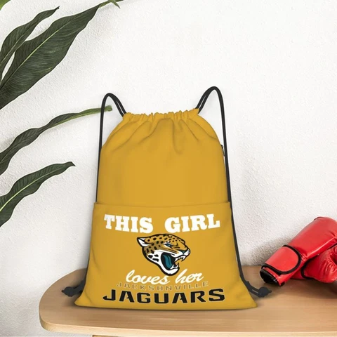 This Girl Loves Her Jacksonville Jaguars Drawstring Backpack Waterproof & Light Cover