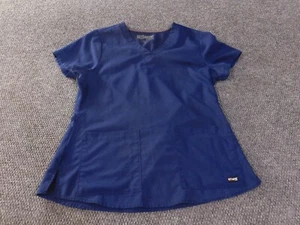 greys anatomy scrub top medium blue womens healthcare medical barco stretch - Picture 1 of 11