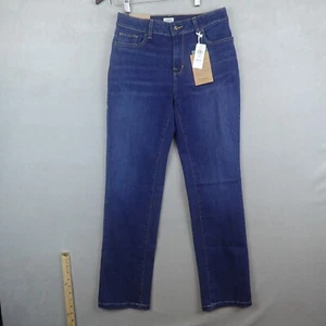 NWT LL Bean Jeans Women 8 Straight Classic High Rise Indigo Wash Whiskering New - Picture 1 of 10