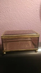 Vintage Box Mini Schmuck schwer klar Buntglas Geschenk für sie Ring Gelübde Schmuck - Bild 1 von 10