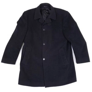 Calvin Klein Mens Overcoat Jacket 42R Black Wool Blend Riviera Classic Fit - Picture 1 of 12