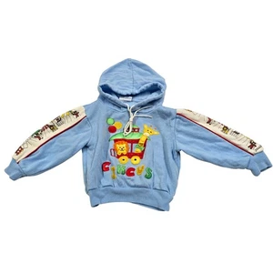 JOGGLES Toddler Boys 3T Blue Circus Embroidered Hoodie  Sweatshirt Vintage 80s - Picture 1 of 5