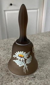 vintage westmoreland brown satin hand painted floral bell - Picture 1 of 6
