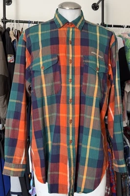 Винтажная спортивная рубашка 90-х Polo Ralph Lauren из тяжелого хлопка в клетку мужская большого размера - Изображение 1 из 4