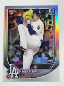 2025 Bowman Chrome Roki Sasaki RC Dodgers Red Redemption Refractor #12 - Picture 1 of 2