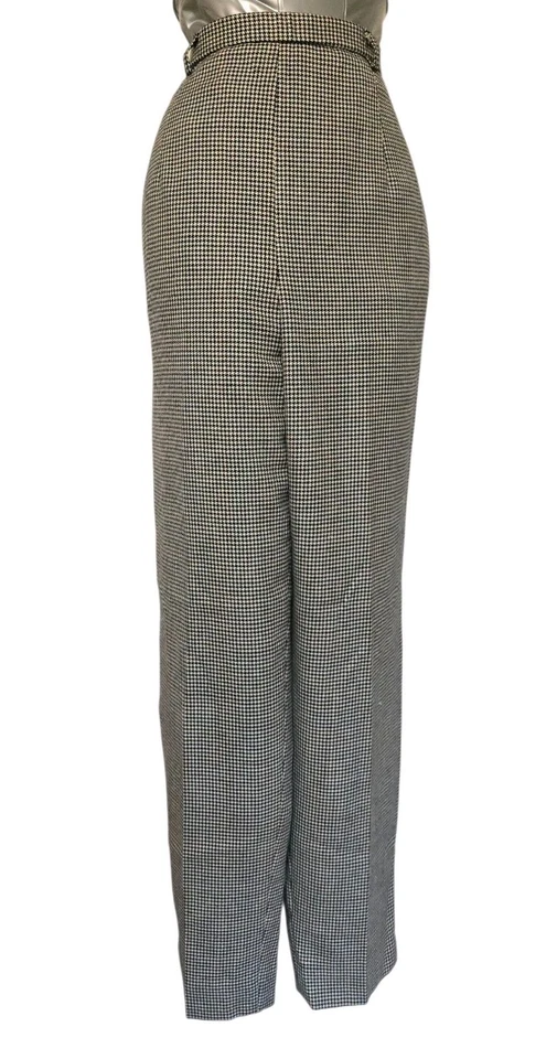 Calça Pendleton Feminina 100% Lã Preta Branca Houndstooth Tamanho 8 - Imagem 1 de 4