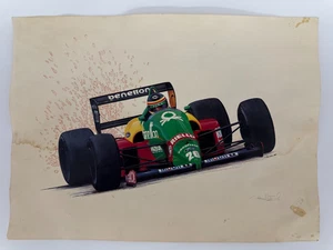 Benetton F1 Nannini Print Cademartori Signed Ltd 120/500 Racing Art Vintage LB6 - Bild 1 von 9