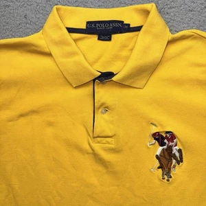 US Polo Assn Polo Shirt Mens Yellow Big Logo Medium. # 3 Patch On Sleeve. - Picture 1 of 6