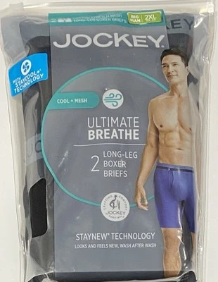 Calzoncillos boxer Jockey Ultimate Breathe 2 algodón malla elástica pierna larga 2XL 44-46 Foto 1 de 4