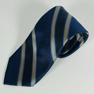 "Corbata de cuello Neiman Marcus 100 % seda azul/dorado/plateado hecha a mano 3 1/8""" Foto 1 de 4