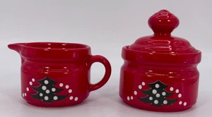 Waechtersbach CHRISTMAS Creamer and Sugar Bowl Red & White Tree Holiday Decor - Picture 1 of 12