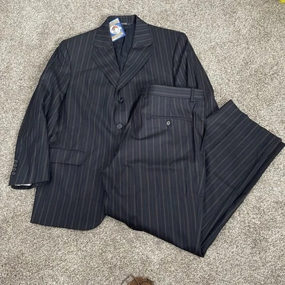 Faconnable Wool Suit Mens 41 S Pants 34 S Pinstriped Canada Single Breasted EUC - Image 1 of 4