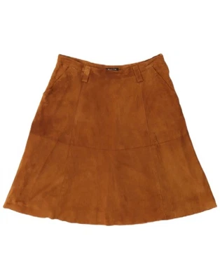 MASSIMO DUTTI Womens Suede Skirt Large W34  Brown Leather DH10 - Image 1 of 4