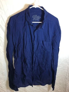 CAMICIA UOMO blu navy 100% lino jack casual manica lunga comoda TAGLIA XL 46" - Foto 1 di 3