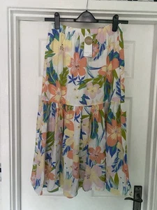 Ladies Matalan Flower Pattern Linen Tier Skirt Size 12 NWT - Picture 1 of 3