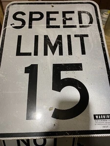 Vintage Reflective Speed Limit 15 Highway Street Sign 18 X 24” Metal Authentic - Bild 1 von 2