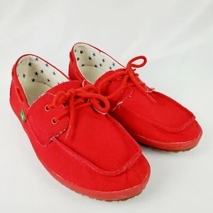 SANUK RED LACE UP LOAFERS WOMENS SIZE 9. 5 - Picture 1 of 12