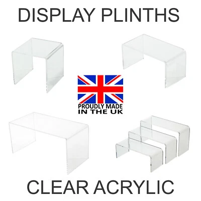 Acrylic Clear Display Plinths Stands Risers Bridge -Retail Shop VARIOUS SIZES  - Image 1 of 4