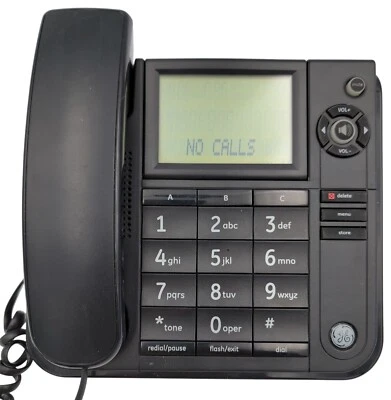 Teléfono fijo con cable GE modelo 29585FE1-A con pantalla LCD función de almacenamiento de memoria Foto 1 de 4