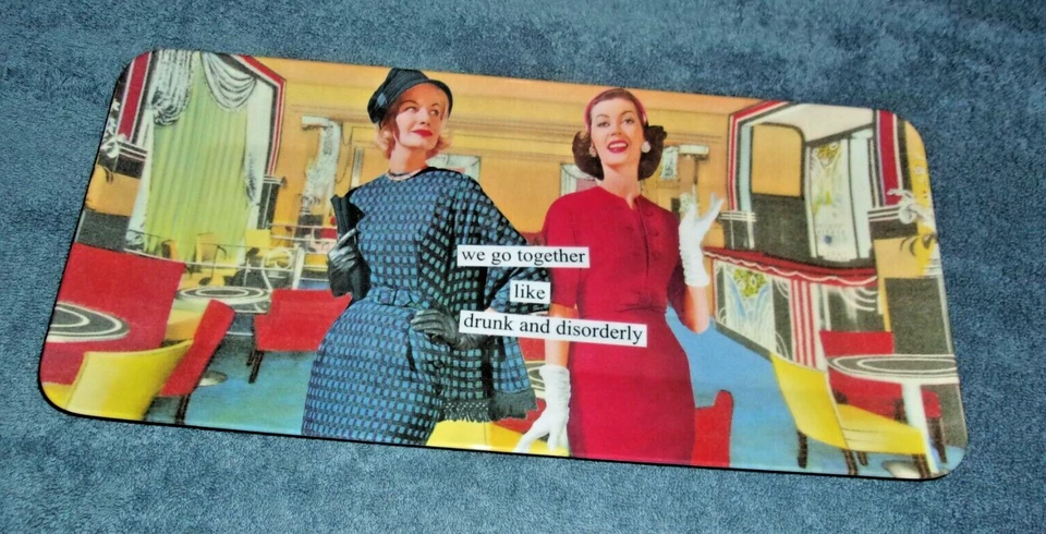 ANNE TAINTOR HUMOROUS MELAMINE SERVING TRAY 'DRUNK & DISORDERLY' 14" X 7" - Image 1 of 4