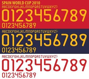 Ensemble nom et numéro pour Espagne Coupe du Monde 2010 football national à domicile/extérieur