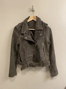 BlankNYC Women’s NWT Size Medium Gray Suede Moto Jacket - Picture 1 of 14