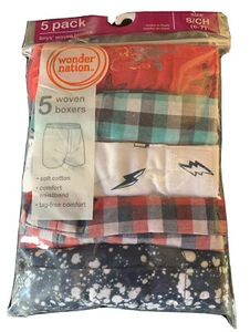 Neu Wonder Nation Jungen gewebte Boxer Unterwäsche 5 Paar/Pack kariert, Seestern, Bolzen - Bild 1 von 2