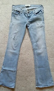 Abercrombie Mackenzie Jeans Stretch Bell Bottom Wide Leg Low Rise Y2K Distressed - Picture 1 of 7