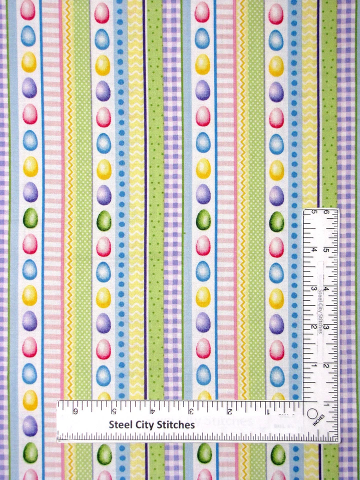 复活节彩蛋织物条纹蛋圆点格子 Hoppy 狩猎棉 Henry Glass Yard 著 — 第 1/1 张图片