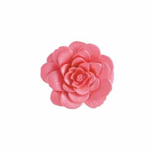 Camellia Pink Enamel Silver Tone Flower Brooch - Picture 1 of 2