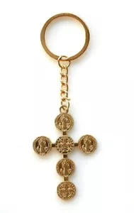 Saint Benedict Key Chain (Pack of 2) - Gold Tone - - Picture 1 of 1
