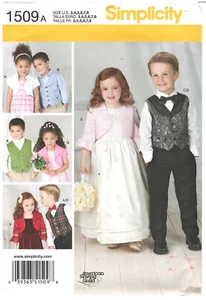 2013 Simplicity 1509A Child's Vest Bolero Bow Tie size 3-8 pattern uncut - Picture 1 of 3