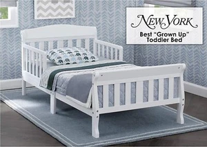 Delta Children Sleigh White Wooden Toddler Cot Bed Junior Kids NEW - Picture 1 of 7