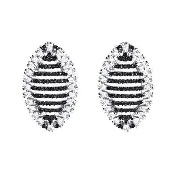 Pendientes Hechos Con Cristales Swarovski The Argel Negro y Plata S1 Foto 1 de 4