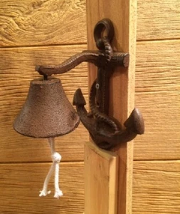 Nautical Ship Cast Iron Anchor Ringing Bell Wall Mounted Seaman Dinner Bell 4002 - Picture 1 of 12