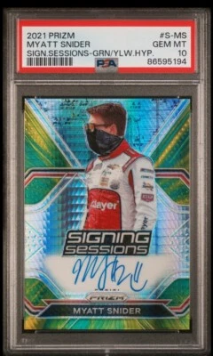PSA 10 POP 1 2021 Prizm Myatt Snider Auto /50 Hyper Green & Yellow Hyper - Image 1 of 2