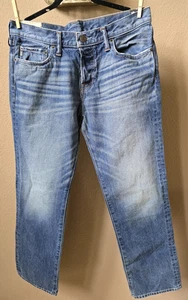 NEW Abercrombie & Fitch Button-Fly Men's Jeans 32x30 Classic Straight Distressed - Picture 1 of 12