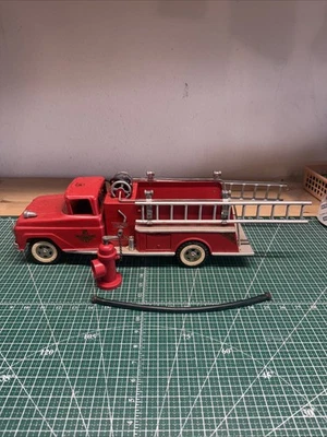 Antique Tonka Toys 16” Pressed Steel Fire Truck With Hose & Fire Hydrant  - Image 1 of 4