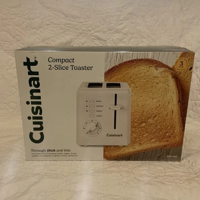 Cuisinart - Tostadora compacta de 2 rebanadas - CPT-122 - Color: Blanco - Caja abierta - Nueva Foto 1 de 4