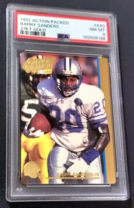 1992 Action Packed BARRY SANDERS 24KT GOLD PSA 8 Lions #43G RARE!! - Picture 1 of 2