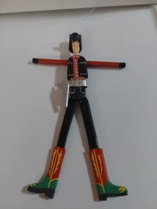 Whimsical Wood Carved Adjustable Arms & Legs 11 Inch Long Cowboy Ornament - Picture 1 of 6