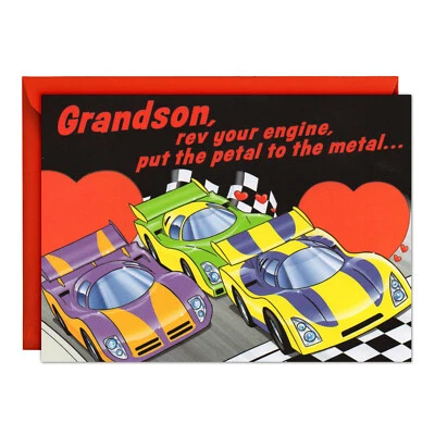 Cool VALENTINE'S DAY Card FOR GRANDSON, Racecar by American Greetings + Envelope - Image 1 of 4