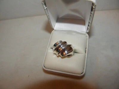 ANILLO MILOR BANDA ANCHA ONDULADA PLATA ESTERLINA CINTA CÚPULA ALTO PULIDO NUEVO 10 Foto 1 de 4