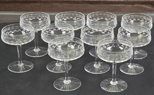 Lot of 10 RARE ART DECO VAL SAINT LAMBERT CORDOBA CRYSTAL CHAMPAGNE GLASSES - Picture 1 of 16