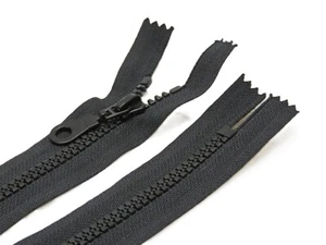 Black Chunky No. 5 Plastic Teeth Closed End Zip - 12 inch - Keyhole Zip Pull - Picture 1 of 1