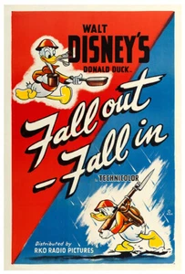 Donald Duck - Fall out Fall in - WW2 - 1943 - Disney Cartoon - Movie Poster - Picture 1 of 6