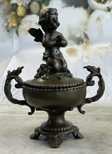 Bronze Skulptur Mystische Putten Engel Schmuck Box Detailliert Klassisch Deal - Bild 1 von 7