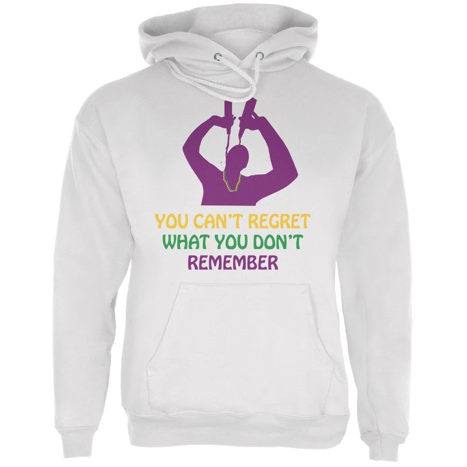 Can't Regret Mardi Gras sudadera con capucha blanca para adultos Foto 1 de 1
